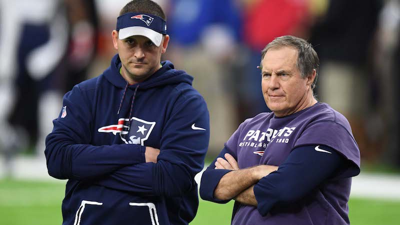 Patriots special teams coach Joe Judge, head coach Bill Belichick