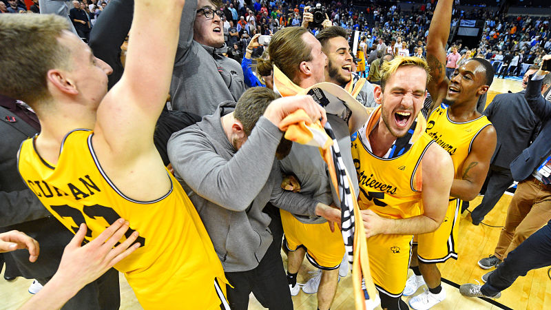 UMBC celebrates victory over Virginia