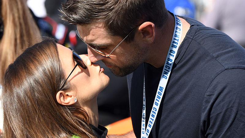 Professional racecar driver Danica Patrick and Green Bay Packers quarterback Aaron Rodgers