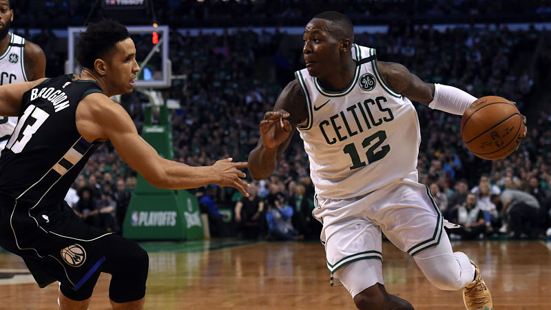 Milwaukee Bucks guard Malcolm Brogdon and Boston Celtics guard Terry Rozier