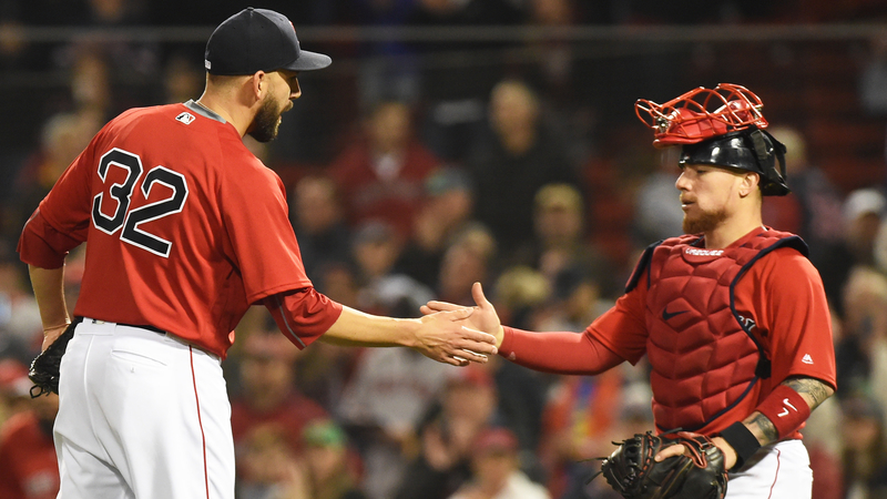 Boston Red Sox Relief Pitcher Matt Barnes And Catcher Christian Vazquez