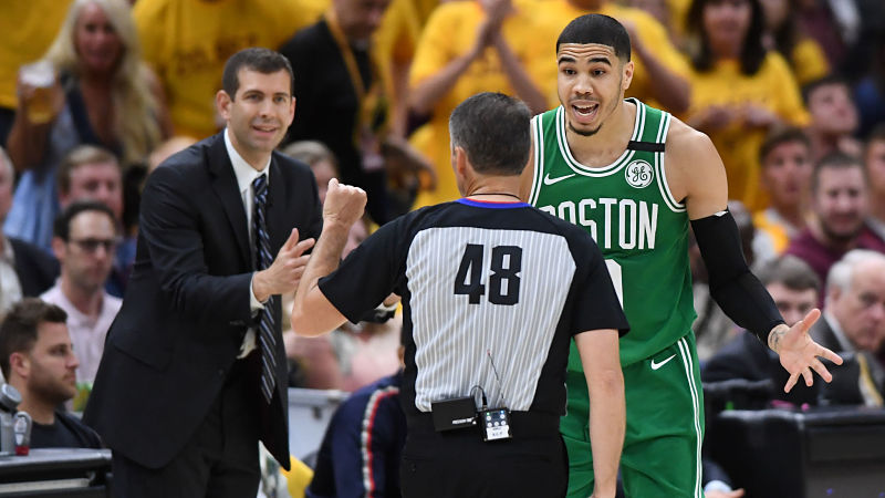 Boston Celtics coach Brad Stevens and forward Jayson Tatum