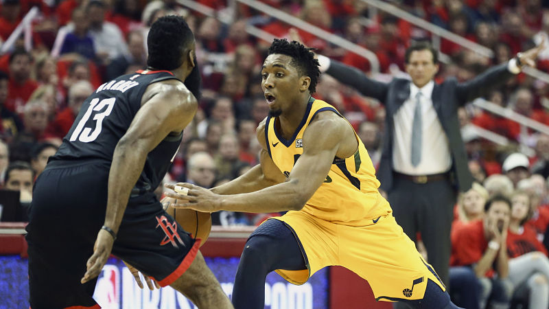 Houston Rockets guard James Harden, Utah Jazz guard Donovan Mitchell