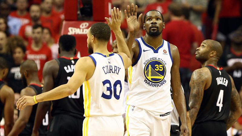 Golden State Warriors forward Kevin Durant and guard Stephen Curry