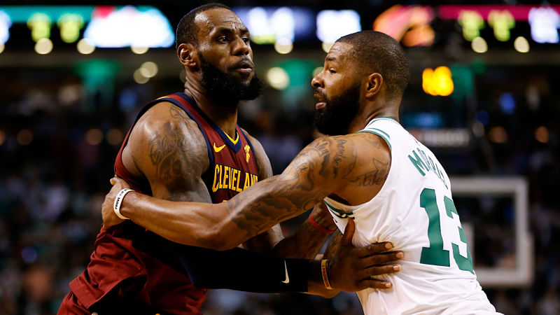 Cleveland Cavaliers forward LeBron James and Boston Celtics forward Marcus Morris