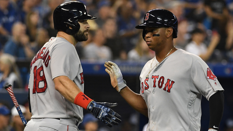 Mitch Moreland, Rafael Devers