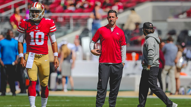 San Francisco 49ers coach Kyle Shanahan and quarterback Jimmy Garoppolo