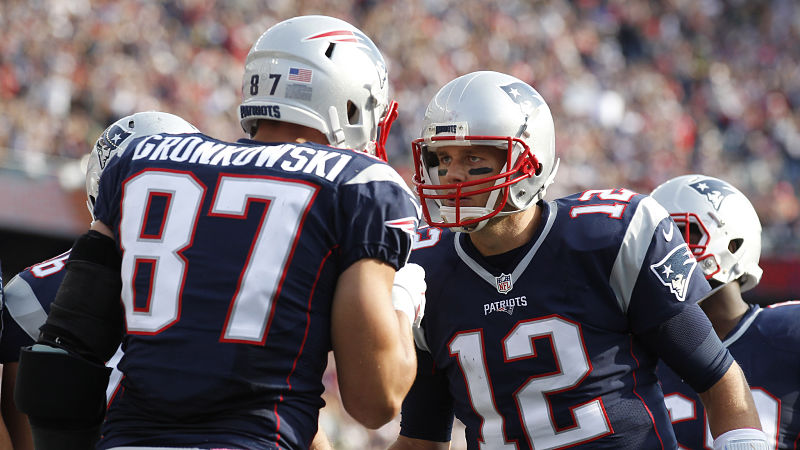New England Patriots tight end Rob Gronkowski and quarterback Tom Brady