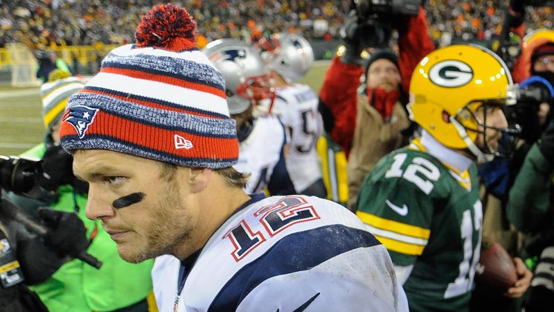 New England Patriots quarterback Tom Brady and Green Bay Packers quarterback Aaron Rodgers