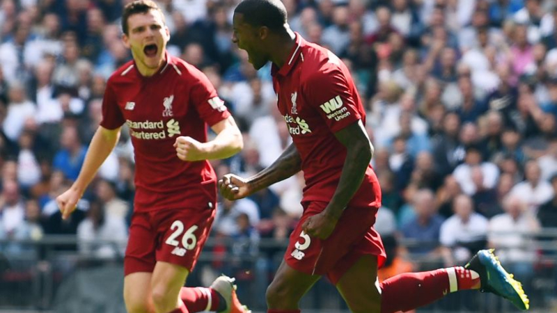 Liverpool midfielder Georginio Wijnaldum and defender Andrew Robertson