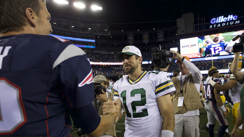 Patriots quarterback Tom Brady, Packers quarterback Aaron Rodgers