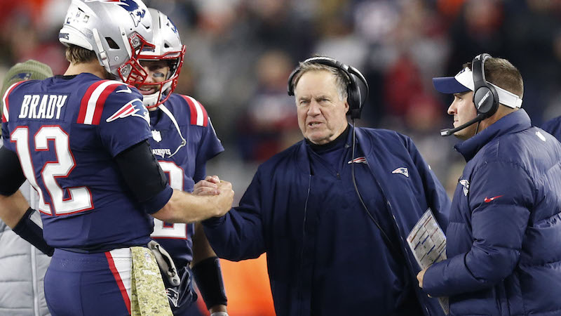 Patriots quarterback Tom Brady, head coach Bill Belichick
