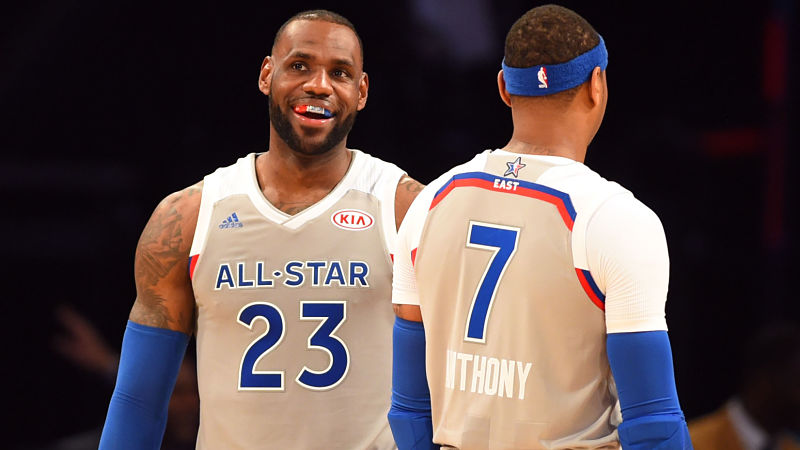 Los Angeles Lakers forward LeBron James and Carmelo Anthony