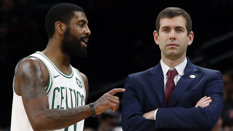 Boston Celtics Guard Kyrie Irving And Head Coach Brad Stevens