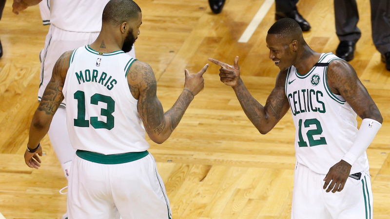 Boston Celtics forward Marcus Morris and guard Terry Rozier