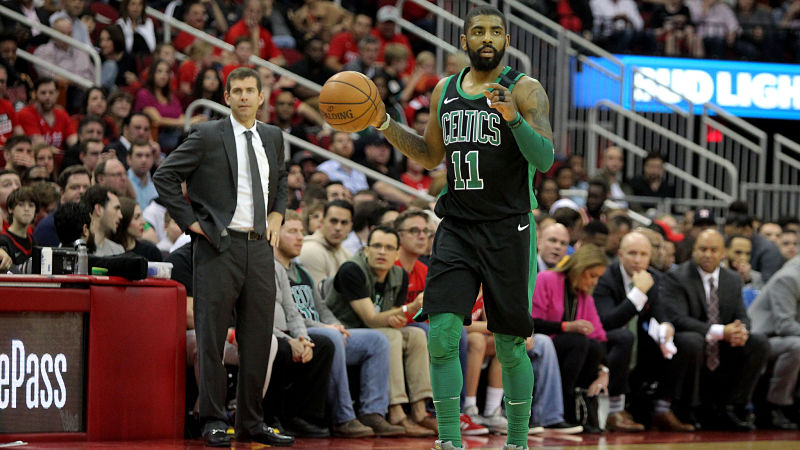 Boston Celtics coach Brad Stevens and guard Kyrie Irving