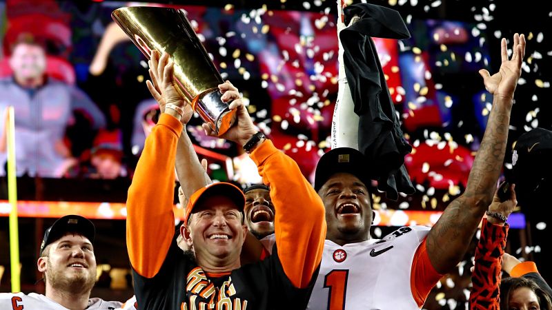 Clemson Tigers head coach Dabo Swinney and cornerback Trayvon Mullen