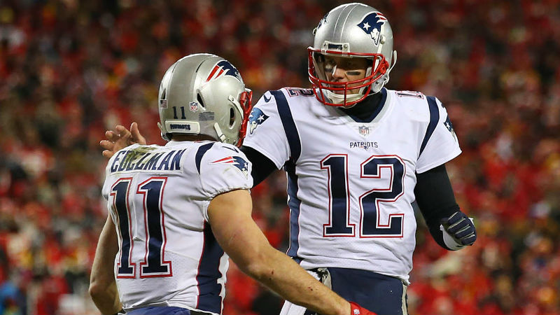 Tampa Bay Buccaneers quarterback Tom Brady and NE Patriots Wide Receiver Julian Edelman