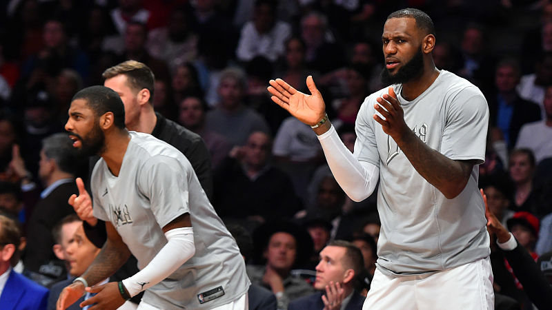 Boston Celtics guard Kyrie Irving and Los Angeles Lakers forward LeBron