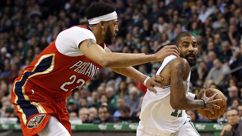New Orleans Pelicans forward Anthony Davis and Boston Celtics guard Kyrie Irving