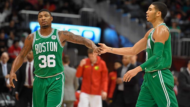 Boston Celtics guard Marcus Smart and forward Jayson Tatum
