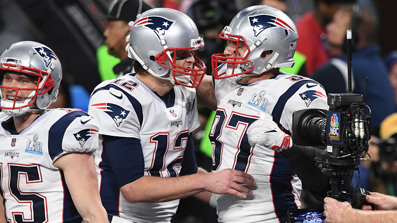 New England Patriots quarterback Tom Brady and tight end Rob Gronkowski
