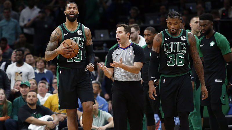 Boston Celtics forward Marcus Morris and guard Marcus Smart