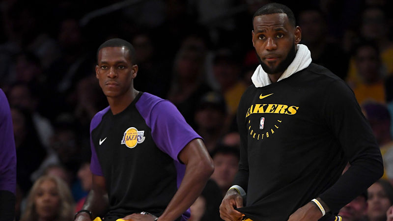Los Angeles Lakers guard Rajon Rondo and forward LeBron James