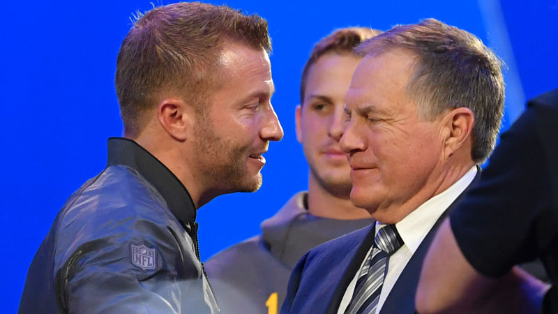 Los Angeles Rams coach Sean McVay and New England Patriots coach Bill Belichick