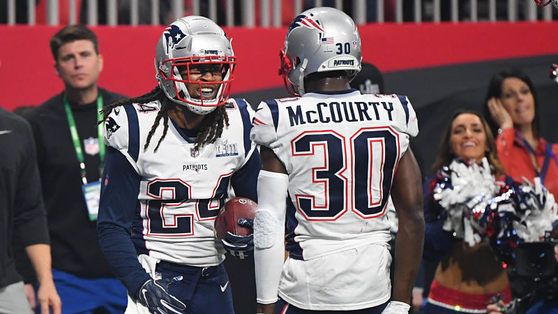 New England Patriots cornerbacks Stephon Gilmore and Jason McCourty