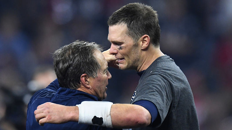 New England Patriots head coach Bill Belichick and quarterback Tom Brady