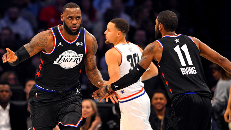 Boston Celtics guard Kyrie Irving and Los Angeles Lakers forward LeBron James