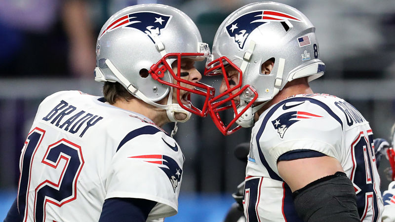New England Patriots quarterback Tom Brady and tight end Rob Gronkowski