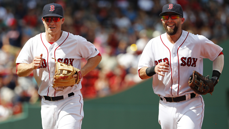 Boston Red Sox's Brock Holt And Dustin Pedroia