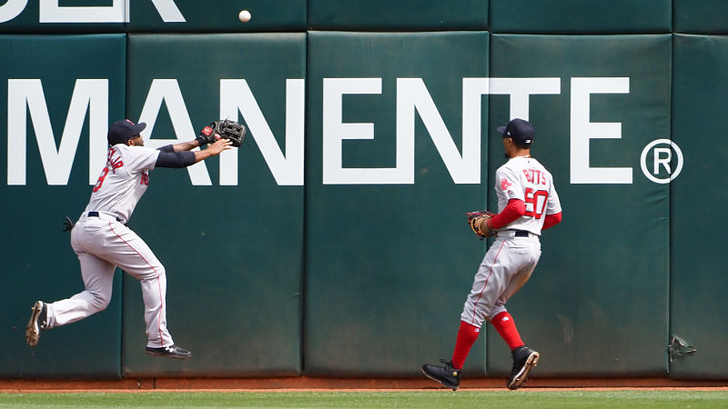 Boston Red Sox outfielders Jackie Bradley Jr. and Mookie Betts