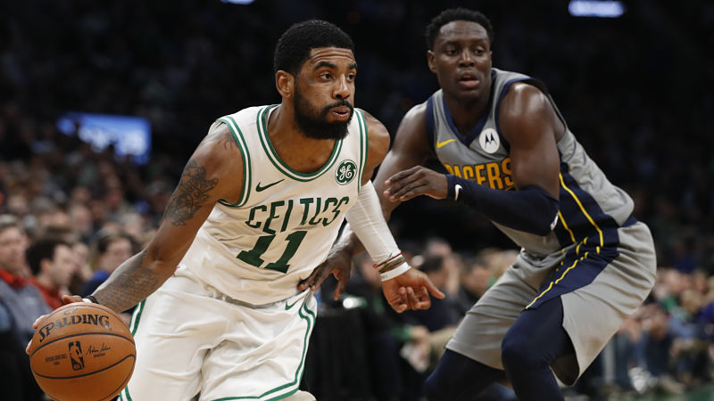 Boston Celtics guard Kyrie Irving and Indiana Pacers guard Darren Collison