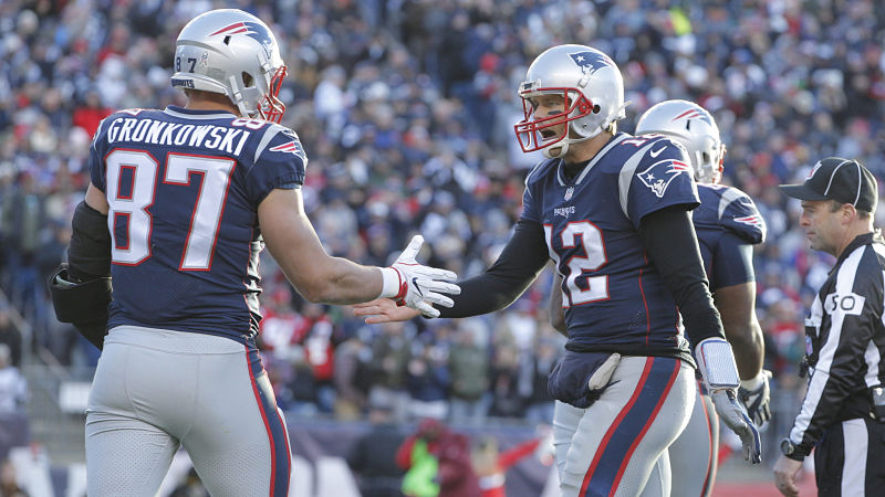 Rob Gronkowski and New England Patriots quarterback Tom Brady