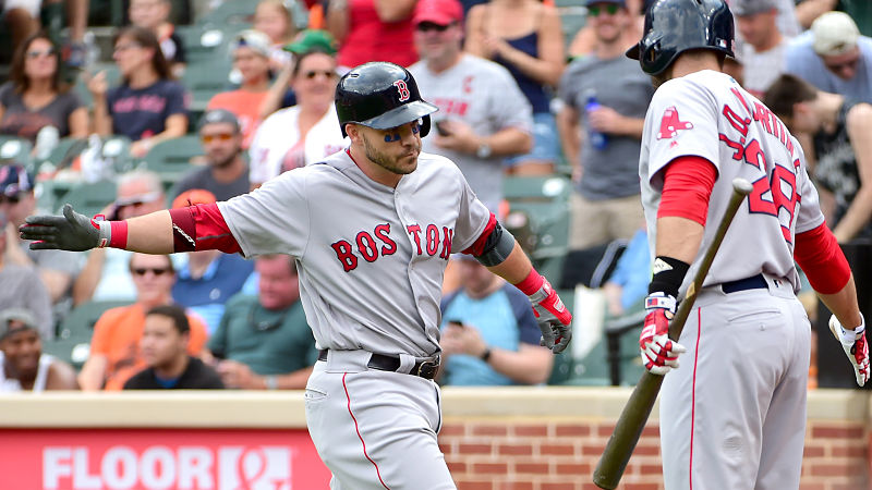 Boston Red Sox first baseman Steve Pearce and designated hitter J.D. Martinez