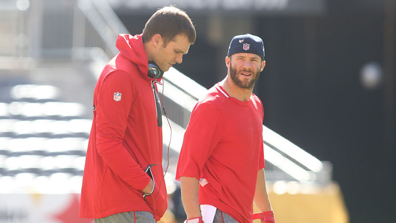 New England Patriots quarterback Tom Brady and wide receiver Julian Edelman