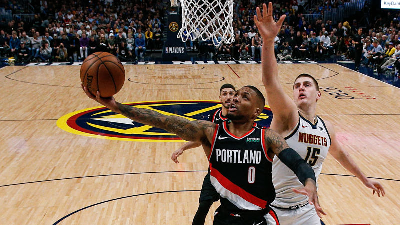 Portland Trail Blazers guard Damian Lillard and Denver Nuggets center Nikola Jokic