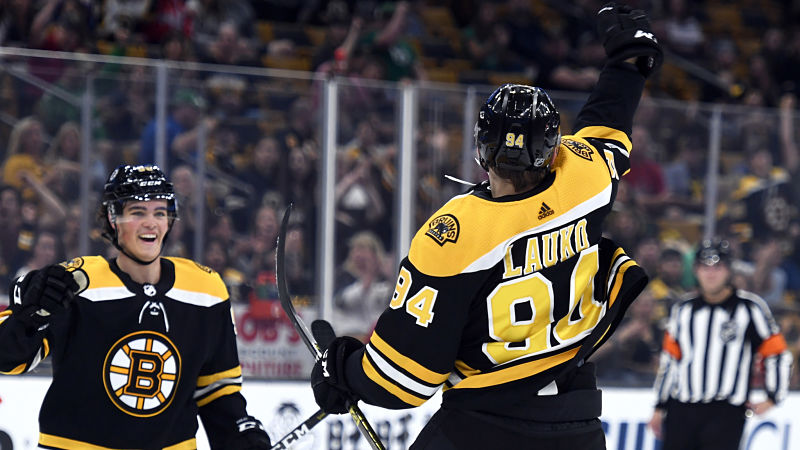 Boston Bruins forward Jakub Lauko