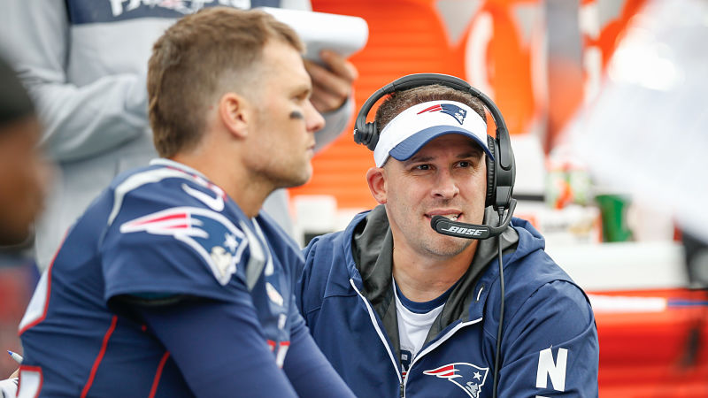 New England Patriots quarterback Tom Brady and offensive coordinator Josh McDaniels