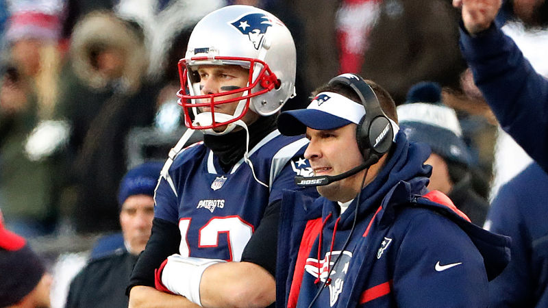 New England Patriots quarterback Tom Brady and offensive coordinator Josh McDaniels