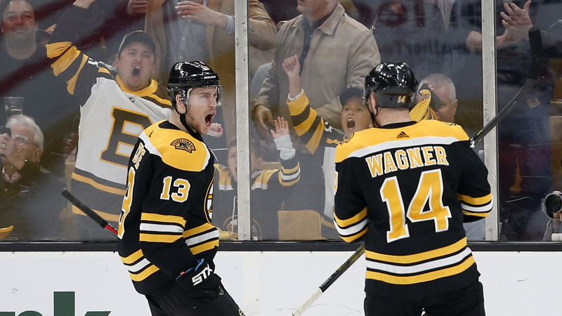 Boston Bruins' Charlie Coyle And Chris Wagner