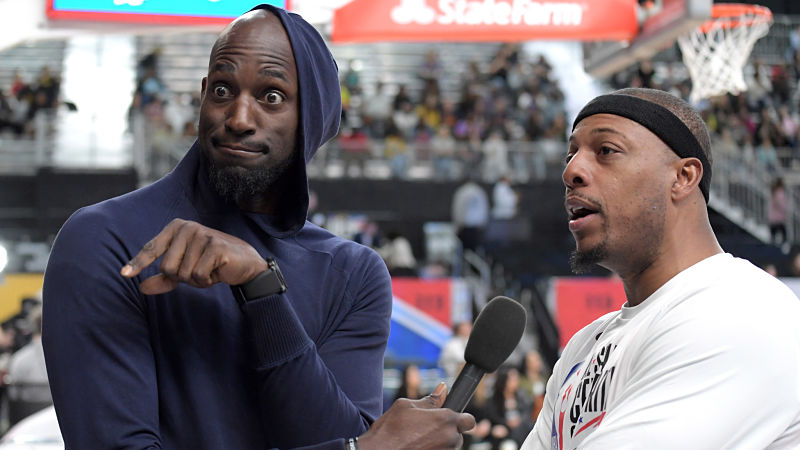 Former NBA players Kevin Garnett and Paul Pierce