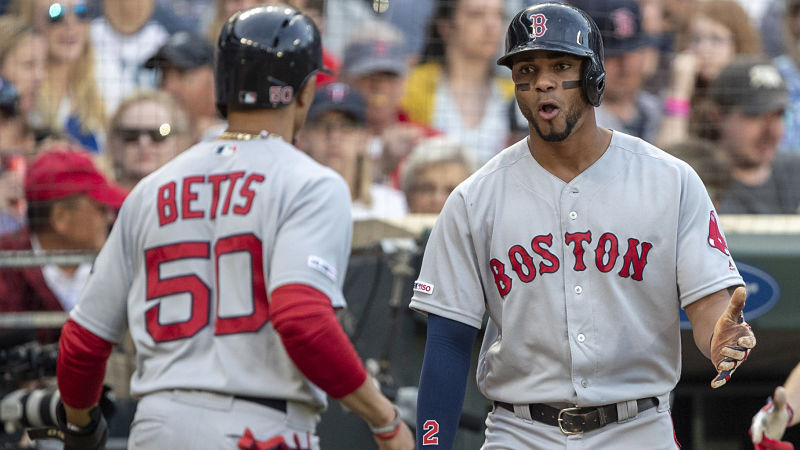 Boston Red Sox players Mookie Betts and Xander Bogaerts