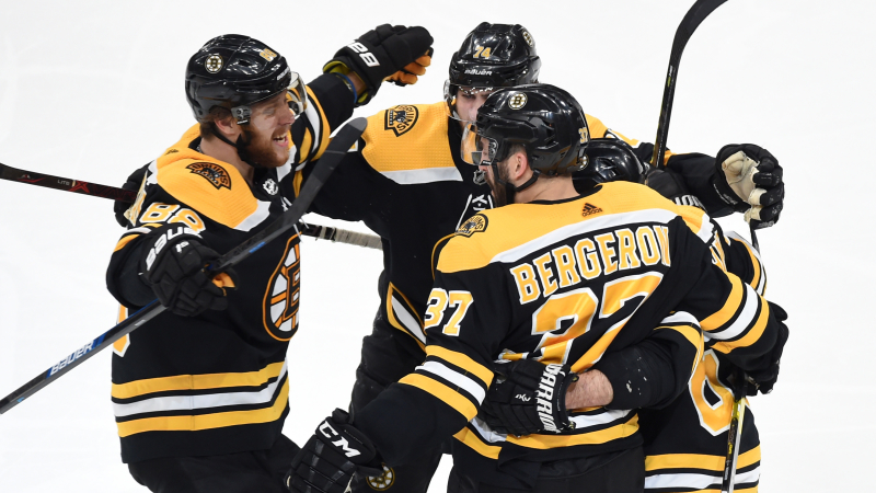 Boston Bruins' Patrice Bergeron, David Pastrnak