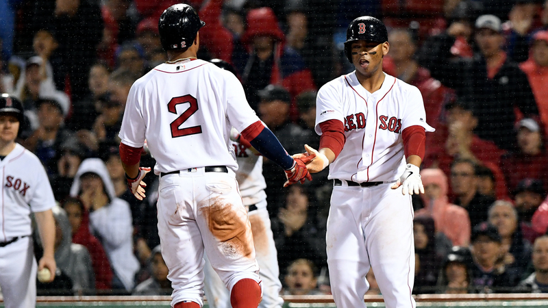 Boston Red Sox Shortstop Xander Bogaerts And Third Baseman Rafael Devers