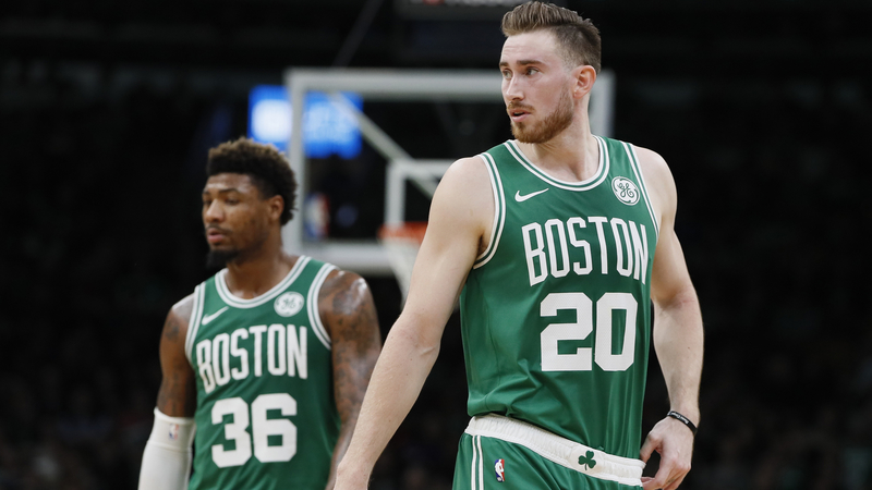 Boston Celtics guard Marcus Smart and forward Gordon Hayward