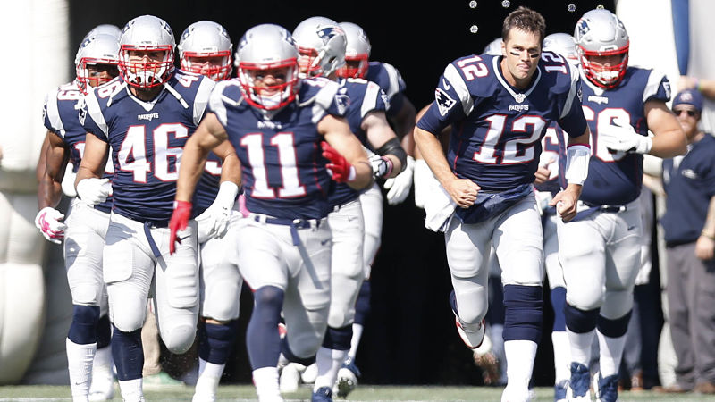 New England Patriots wide receiver Julian Edelman and quarterback Tom Brady